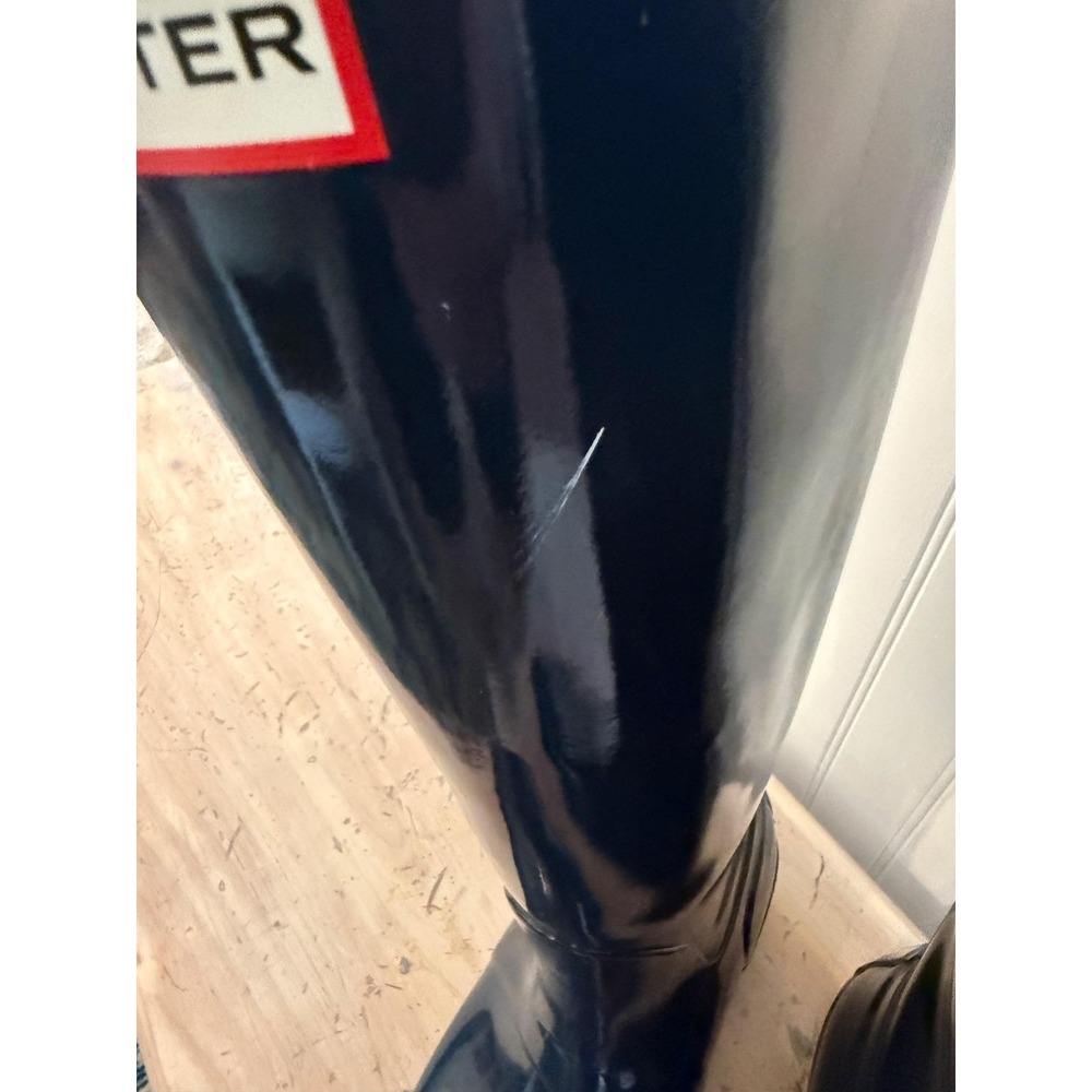 Hunter Rain Boots Womens Size 10 Blue Rubber Knee High Tall Gloss WFT1000RGL - Picture 3 of 10